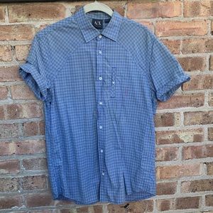 blue armani button up